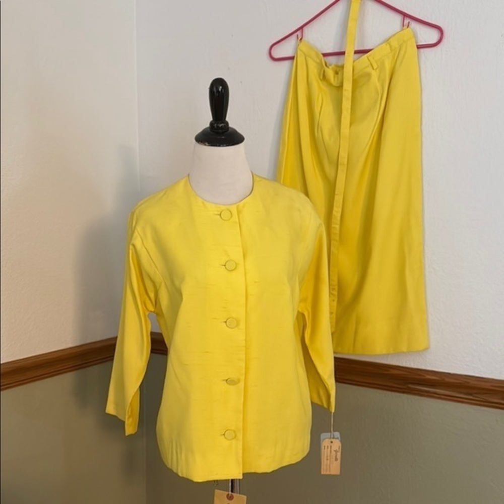 Vintage Deadstock Signor Giovelli 50s/60sYellow Skirt Set Medium /14
